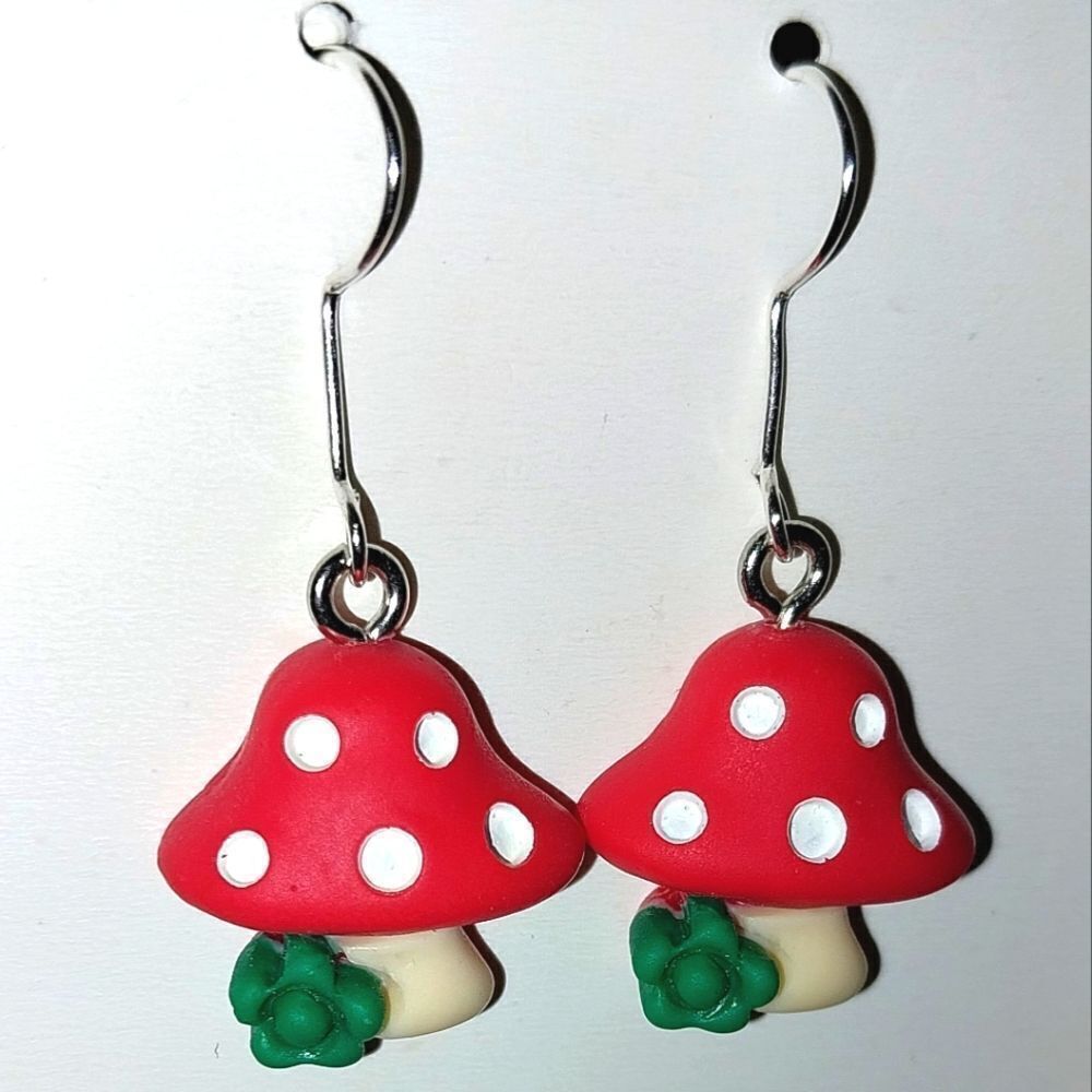 Red Mushroom Super cute, Colorful, Fun Earrings For Adults And Kids